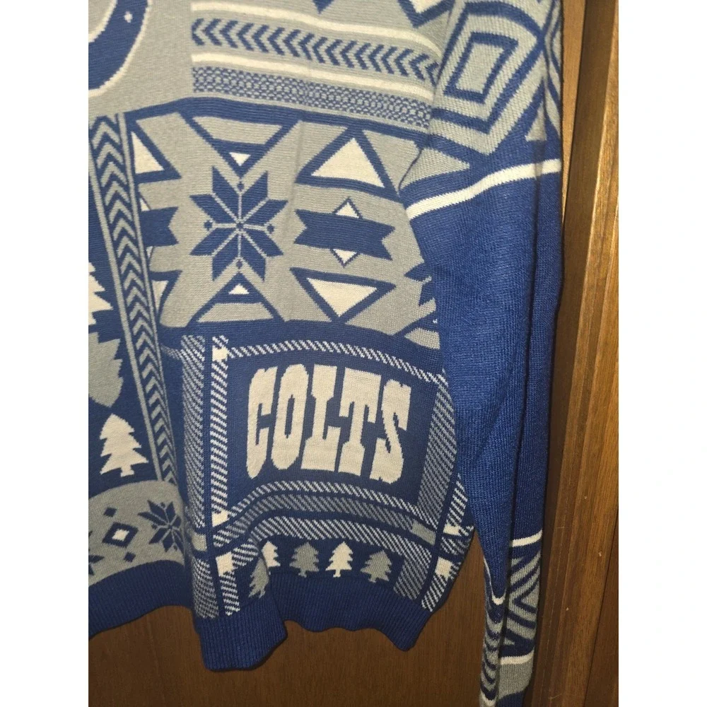 Indianapolis Colts Blue Gray NFL Team Apparel‎ Christmas Sweater Medium